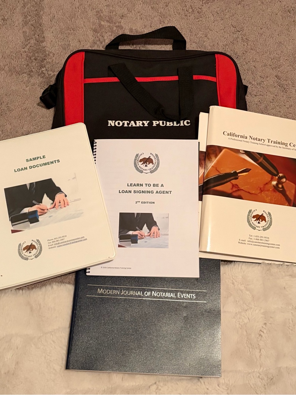 Notary Public Training Kit - Black and Red Bag with Study Guides